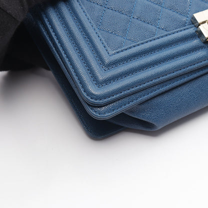 ボーイシャネル チェーンショルダーバッグ キャビアスキン ブルー ゴールド金具 シャネル バッグ CHANEL