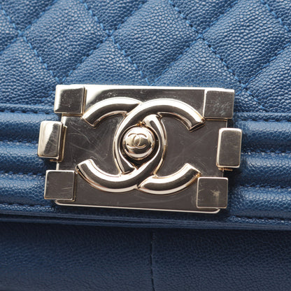 ボーイシャネル チェーンショルダーバッグ キャビアスキン ブルー ゴールド金具 シャネル バッグ CHANEL