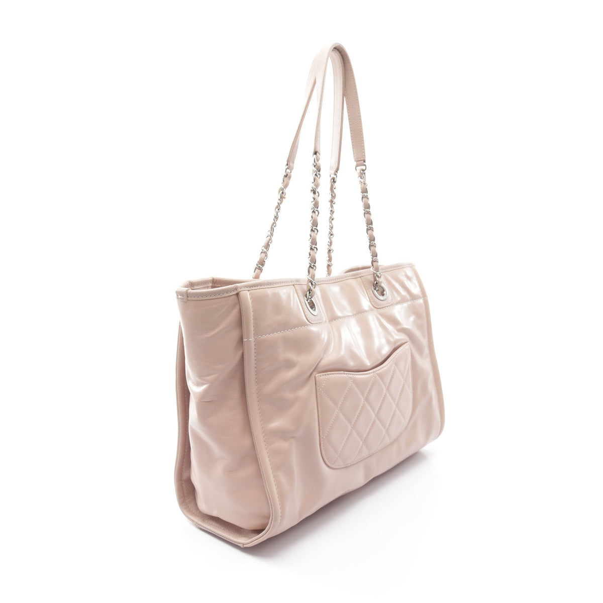 ドーヴィル チェーンショルダーバッグ チェーントートバッグ レザー ピンクベージュ シルバー金具 シャネル バッグ CHANEL