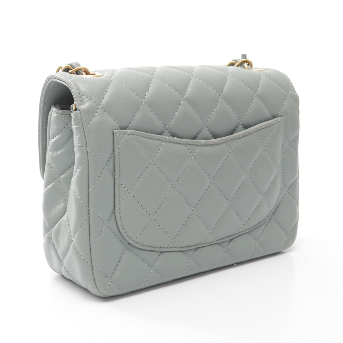 ミニマトラッセ チェーンショルダーバッグ ラムスキン ブルーグレー ゴールド金具 シャネル バッグ CHANEL
