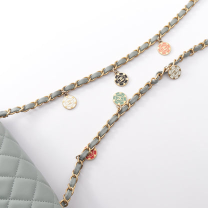 ミニマトラッセ チェーンショルダーバッグ ラムスキン ブルーグレー ゴールド金具 シャネル バッグ CHANEL
