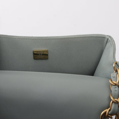 ミニマトラッセ チェーンショルダーバッグ ラムスキン ブルーグレー ゴールド金具 シャネル バッグ CHANEL