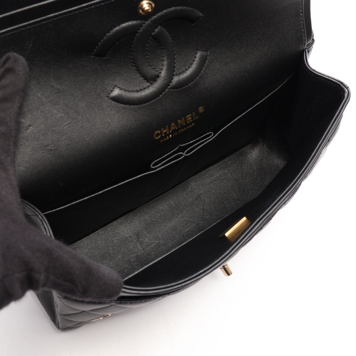 マトラッセ Wフラップ クルーズコレクション Wチェーンショルダーバッグ ラムスキン ブラック ゴールド金具 シャネル バッグ CHANEL