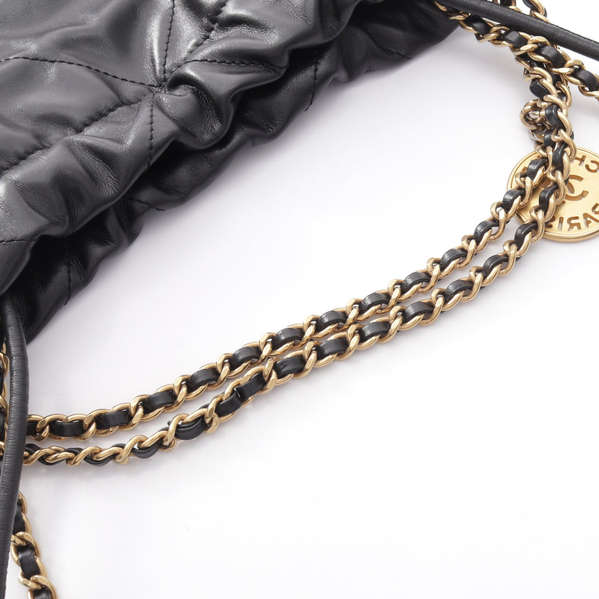 CHANEL 22 ミニ チェーンショルダーバッグ レザー ブラック ゴールド金具 シャネル バッグ CHANEL