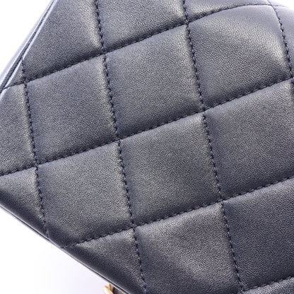マトラッセ 2WAY チェーンショルダーバッグ ラムスキン ネイビー ゴールド金具 シャネル バッグ CHANEL