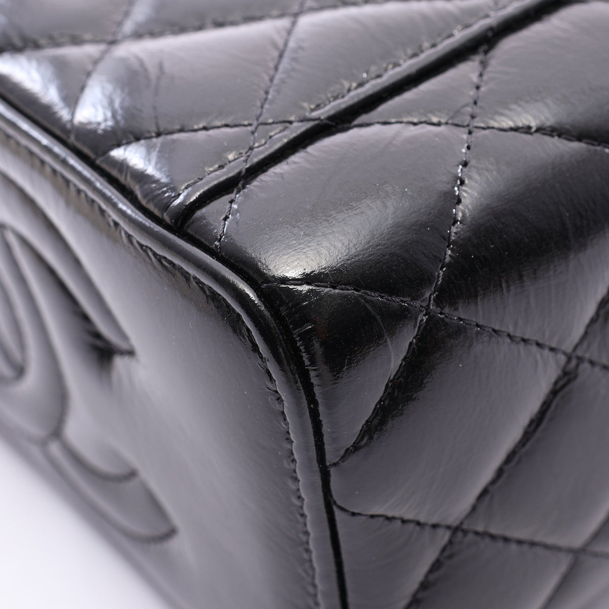 マトラッセ バニティ 2WAY チェーンショルダーバッグ シャイニーラムスキン ブラック ゴールド金具 シャネル バッグ CHANEL