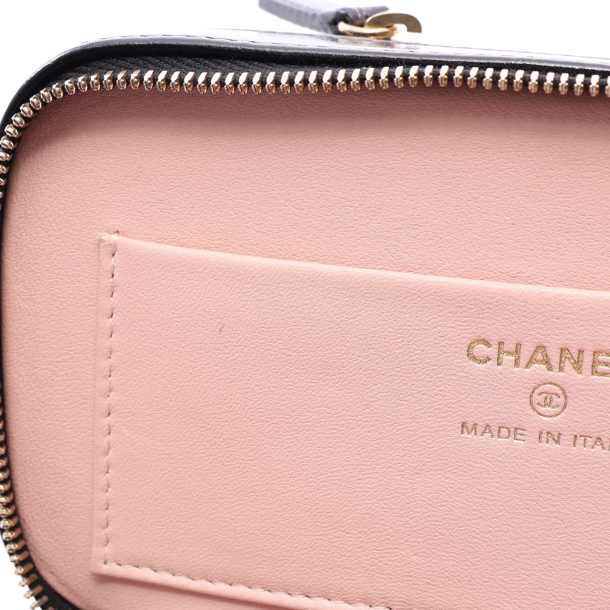 マトラッセ バニティ 2WAY チェーンショルダーバッグ シャイニーラムスキン ブラック ゴールド金具 シャネル バッグ CHANEL