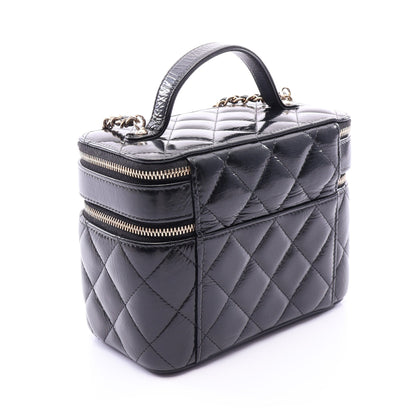 マトラッセ バニティ 2WAY チェーンショルダーバッグ シャイニーラムスキン ブラック ゴールド金具 シャネル バッグ CHANEL