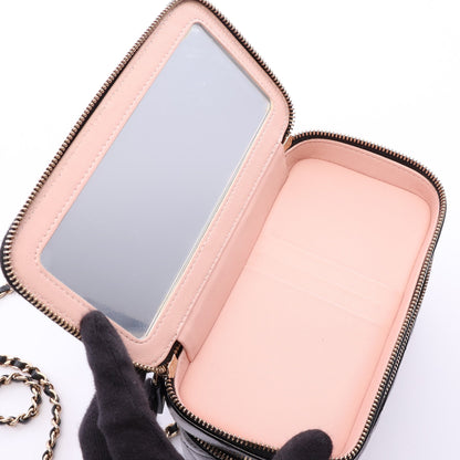 マトラッセ バニティ 2WAY チェーンショルダーバッグ シャイニーラムスキン ブラック ゴールド金具 シャネル バッグ CHANEL