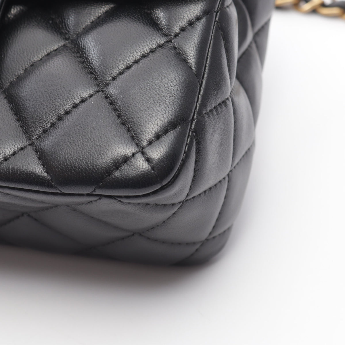 マトラッセ チェーンショルダーバッグ ラムスキン ブラック ゴールド金具 シャネル バッグ CHANEL