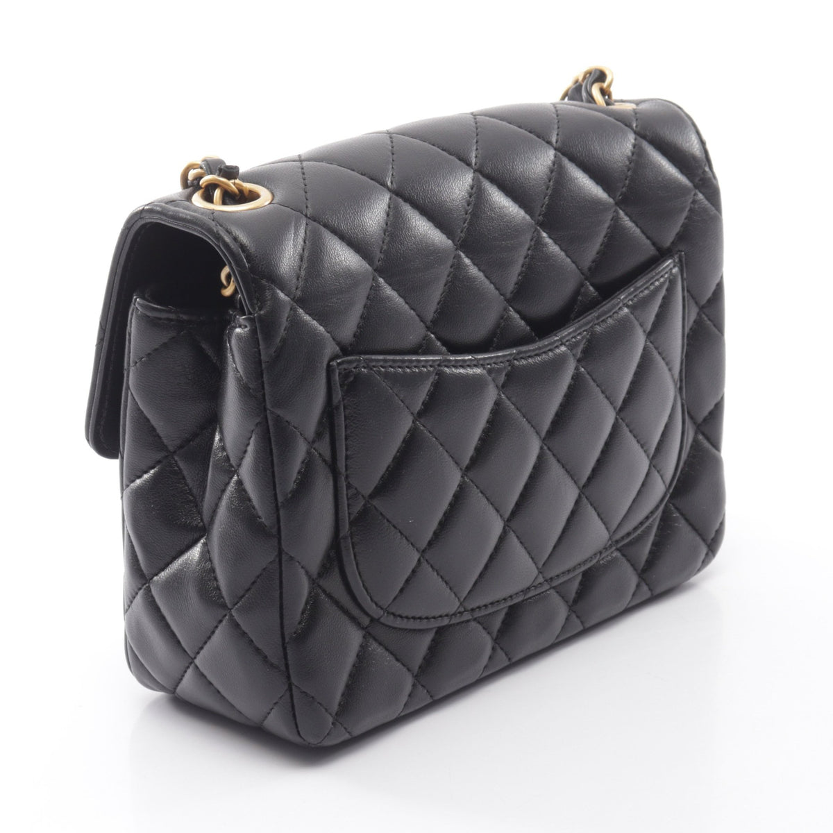 マトラッセ チェーンショルダーバッグ ラムスキン ブラック ゴールド金具 シャネル バッグ CHANEL