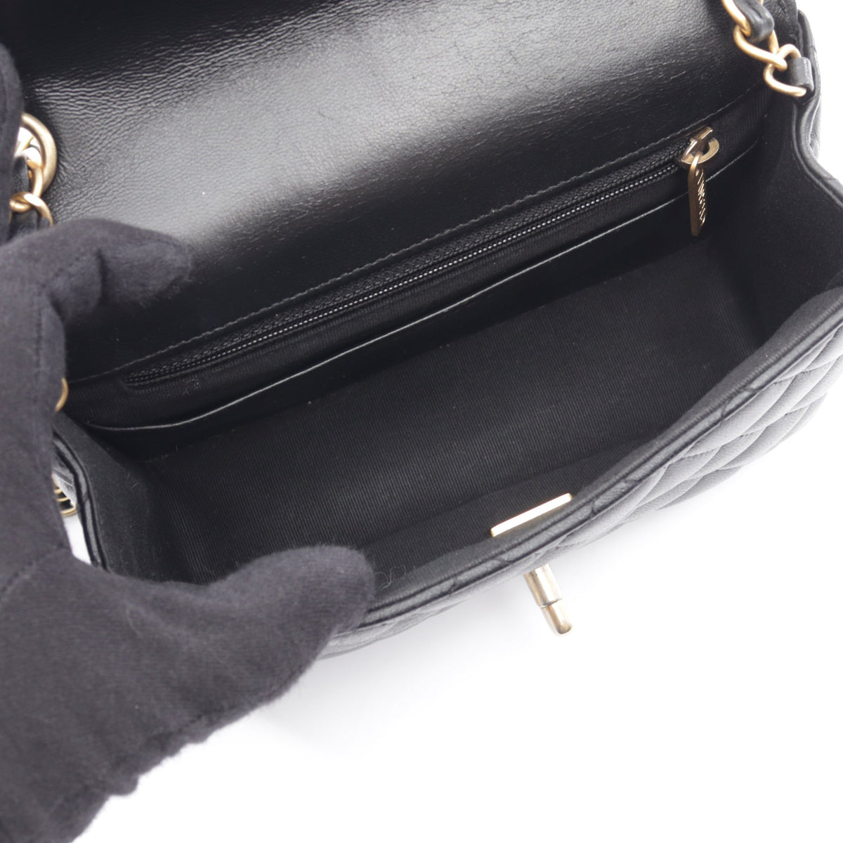 マトラッセ チェーンショルダーバッグ ラムスキン ブラック ゴールド金具 シャネル バッグ CHANEL
