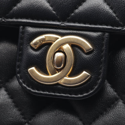 マトラッセ チェーンショルダーバッグ ラムスキン ブラック ゴールド金具 シャネル バッグ CHANEL