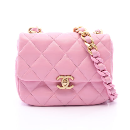 マトラッセ コンビ金具 チェーンショルダーバッグ ラムスキン ピンク シャネル バッグ CHANEL