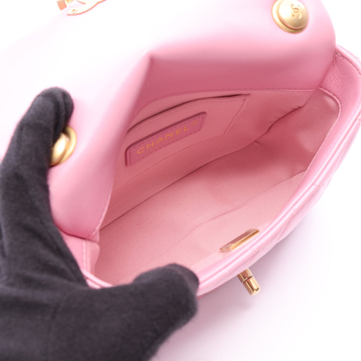 マトラッセ コンビ金具 チェーンショルダーバッグ ラムスキン ピンク シャネル バッグ CHANEL