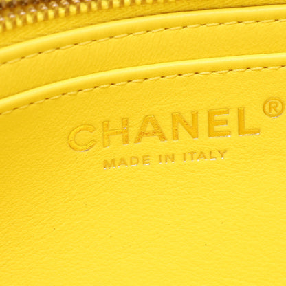 マトラッセ ミニ フラップバッグ チェーンショルダーバッグ ラムスキン イエロー ゴールド金具 シャネル バッグ CHANEL