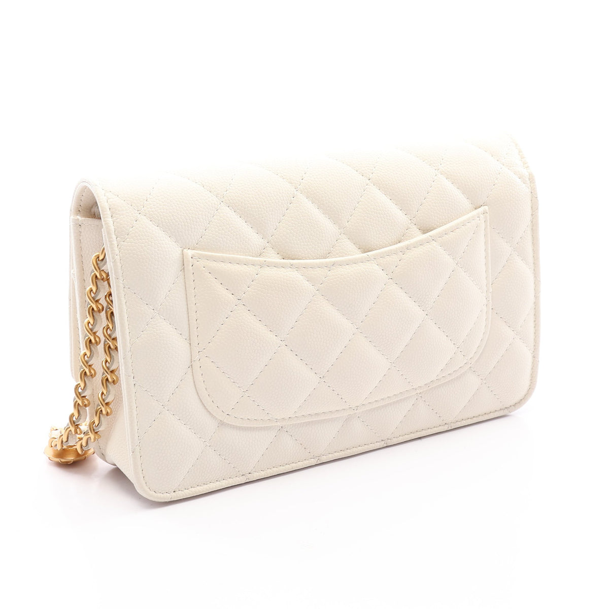 マトラッセ チェーンウォレット キャビアスキン ホワイト ゴールド金具 シャネル バッグ CHANEL