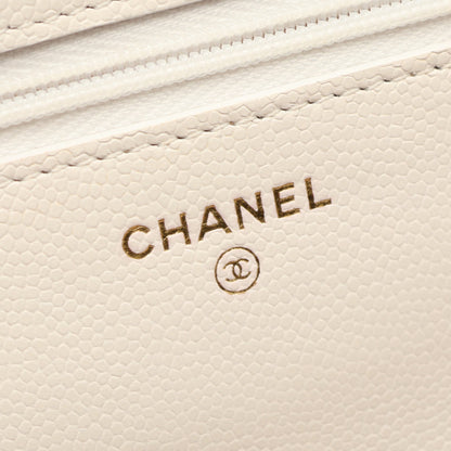 マトラッセ チェーンウォレット キャビアスキン ホワイト ゴールド金具 シャネル バッグ CHANEL