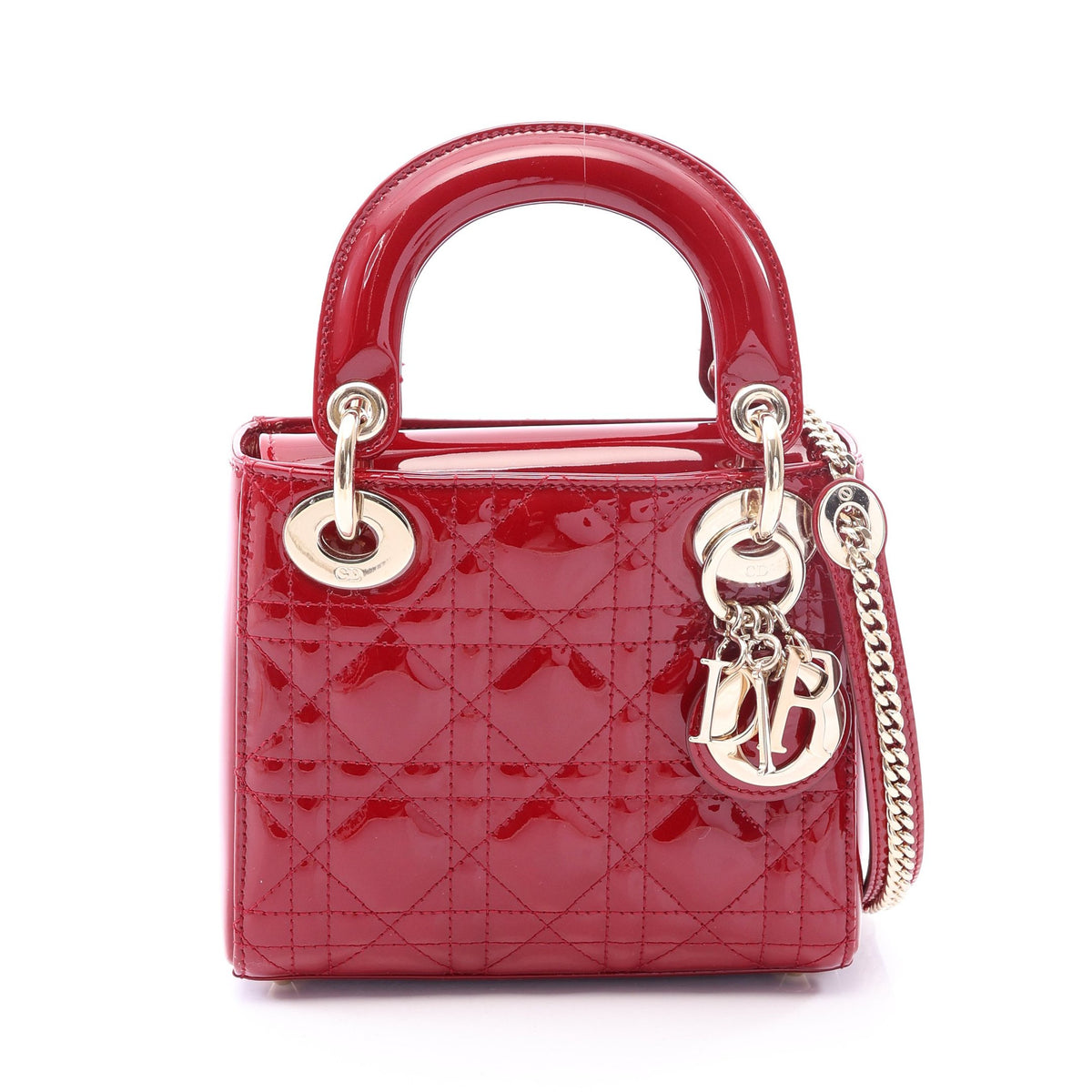 レディディオール ミニ カナージュ 2WAY ハンドバッグ エナメルレザー レッド クリスチャンディオール バッグ Christian Dior
