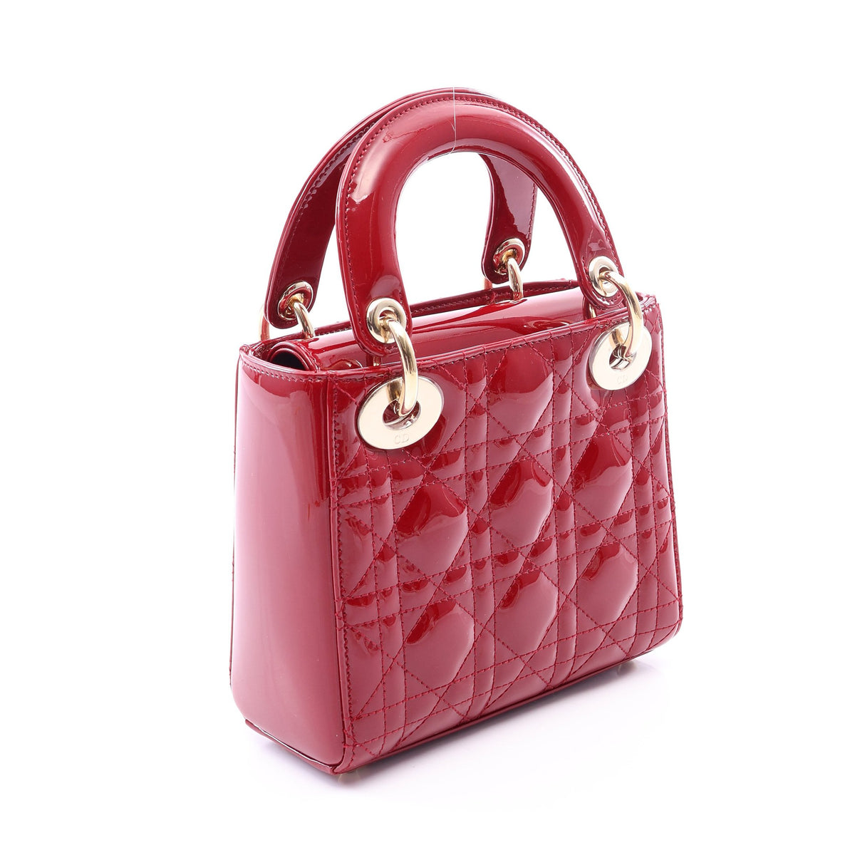 レディディオール ミニ カナージュ 2WAY ハンドバッグ エナメルレザー レッド クリスチャンディオール バッグ Christian Dior