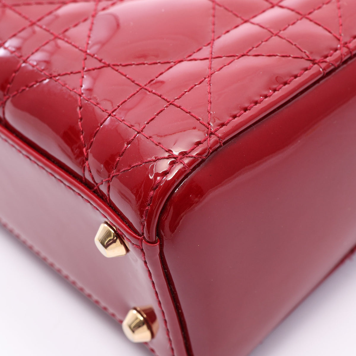 レディディオール ミニ カナージュ 2WAY ハンドバッグ エナメルレザー レッド クリスチャンディオール バッグ Christian Dior