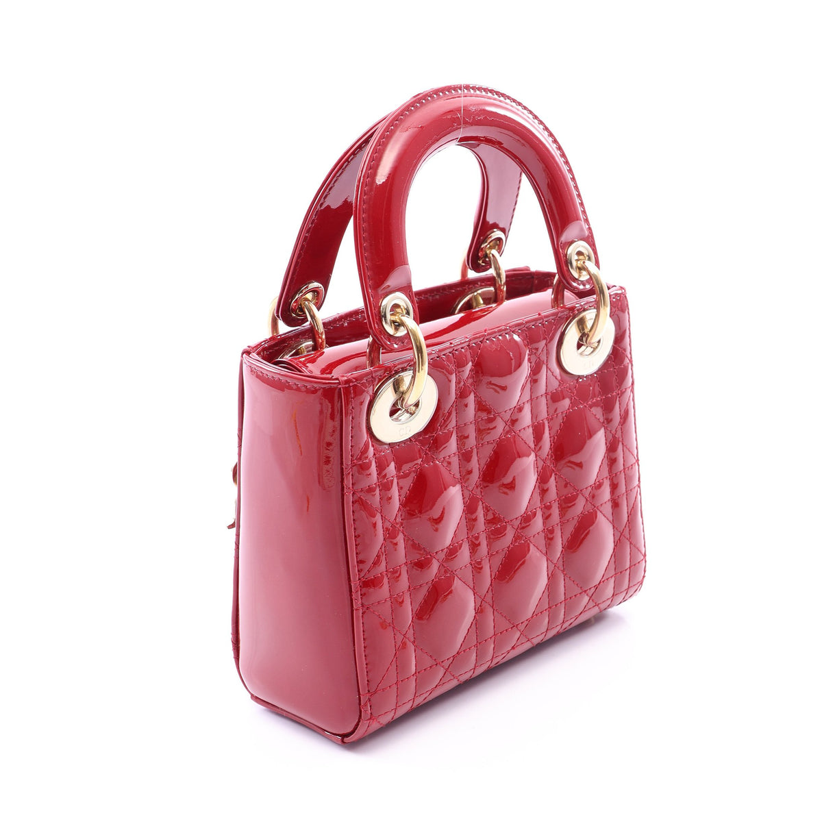 レディディオール ミニ カナージュ 2WAY ハンドバッグ エナメルレザー レッド クリスチャンディオール バッグ Christian Dior
