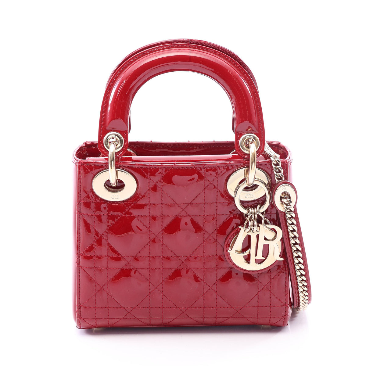 レディディオール ミニ カナージュ 2WAY ハンドバッグ エナメルレザー レッド クリスチャンディオール バッグ Christian Dior