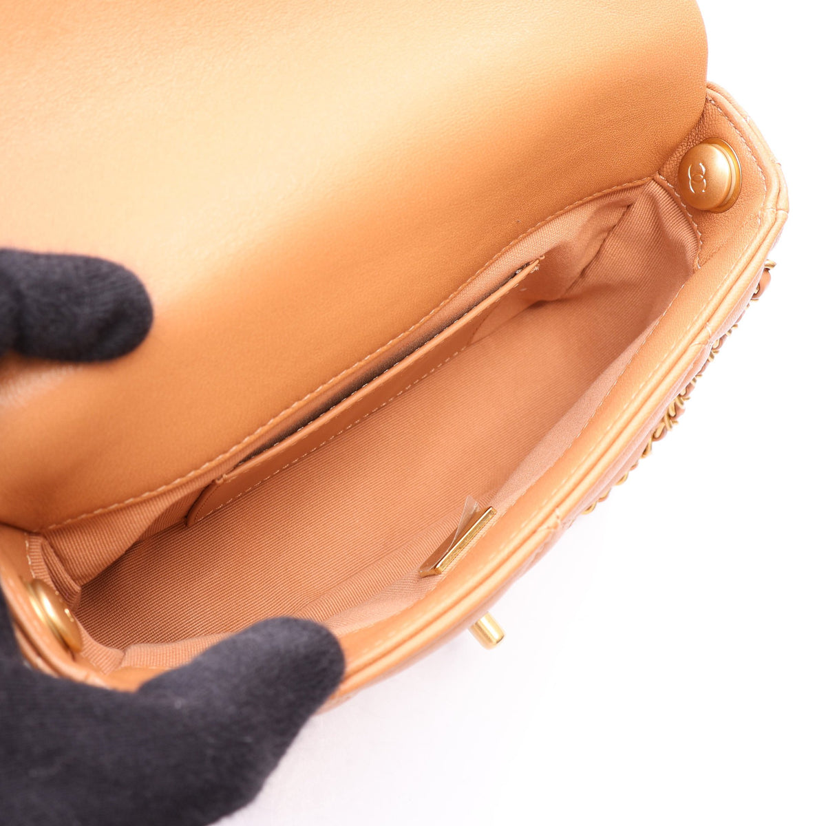 マトラッセ 2WAY チェーンショルダーバッグ ラムスキン ライトブラウン ゴールド金具 シャネル バッグ CHANEL