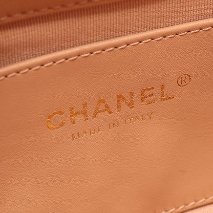 マトラッセ 2WAY チェーンショルダーバッグ ラムスキン ライトブラウン ゴールド金具 シャネル バッグ CHANEL