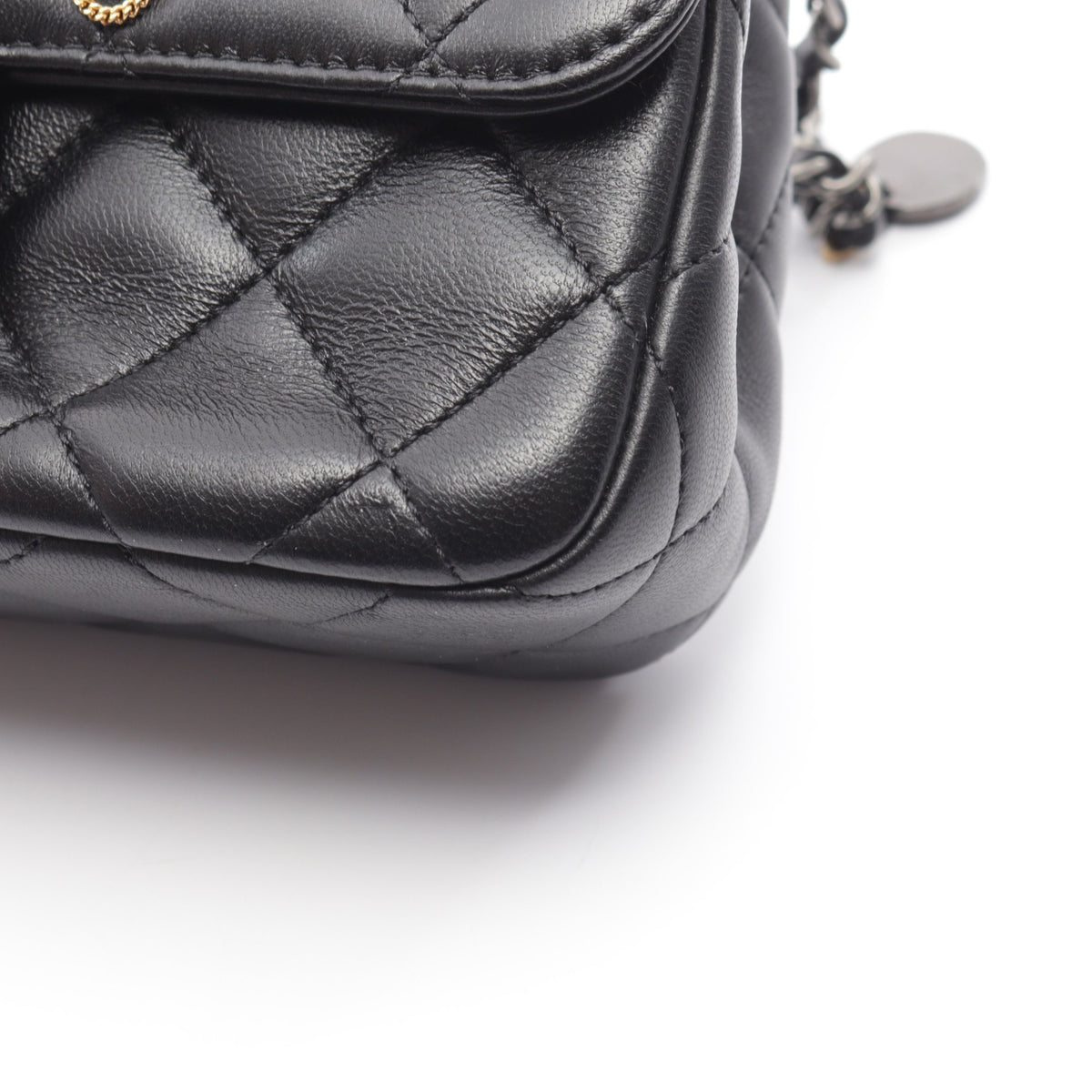 マトラッセ クリップココ コンビ金具 チェーンショルダーバッグ ラムスキン ブラック シャネル バッグ CHANEL