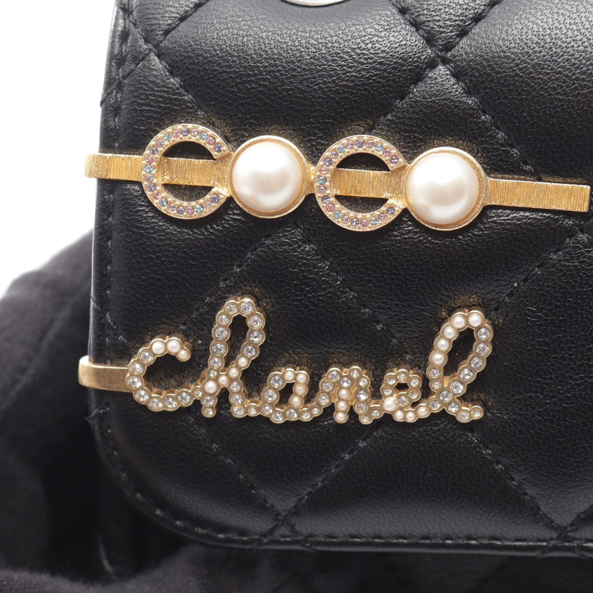 マトラッセ クリップココ コンビ金具 チェーンショルダーバッグ ラムスキン ブラック シャネル バッグ CHANEL