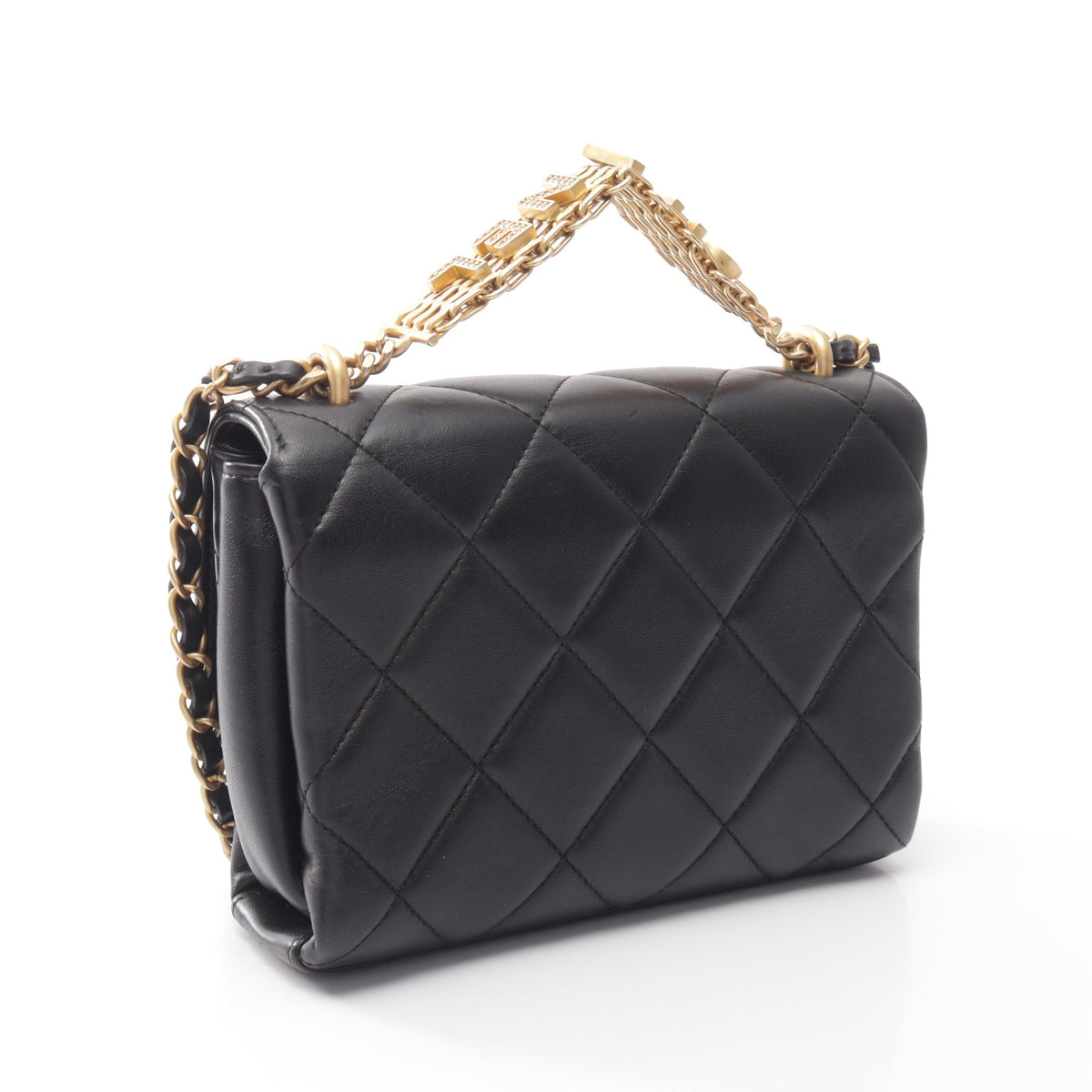 マトラッセ ミニフラップ 2WAY チェーンショルダーバッグ ラムスキン ブラック ゴールド金具 シャネル バッグ CHANEL