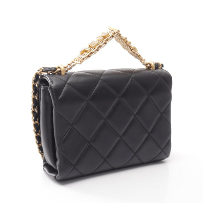 マトラッセ ミニフラップ 2WAY チェーンショルダーバッグ ラムスキン ブラック ゴールド金具 シャネル バッグ CHANEL
