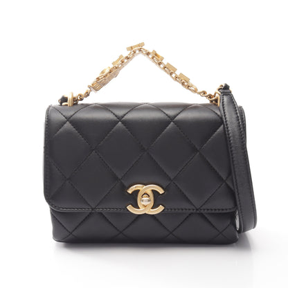 マトラッセ ミニフラップ 2WAY チェーンショルダーバッグ ラムスキン ブラック ゴールド金具 シャネル バッグ CHANEL