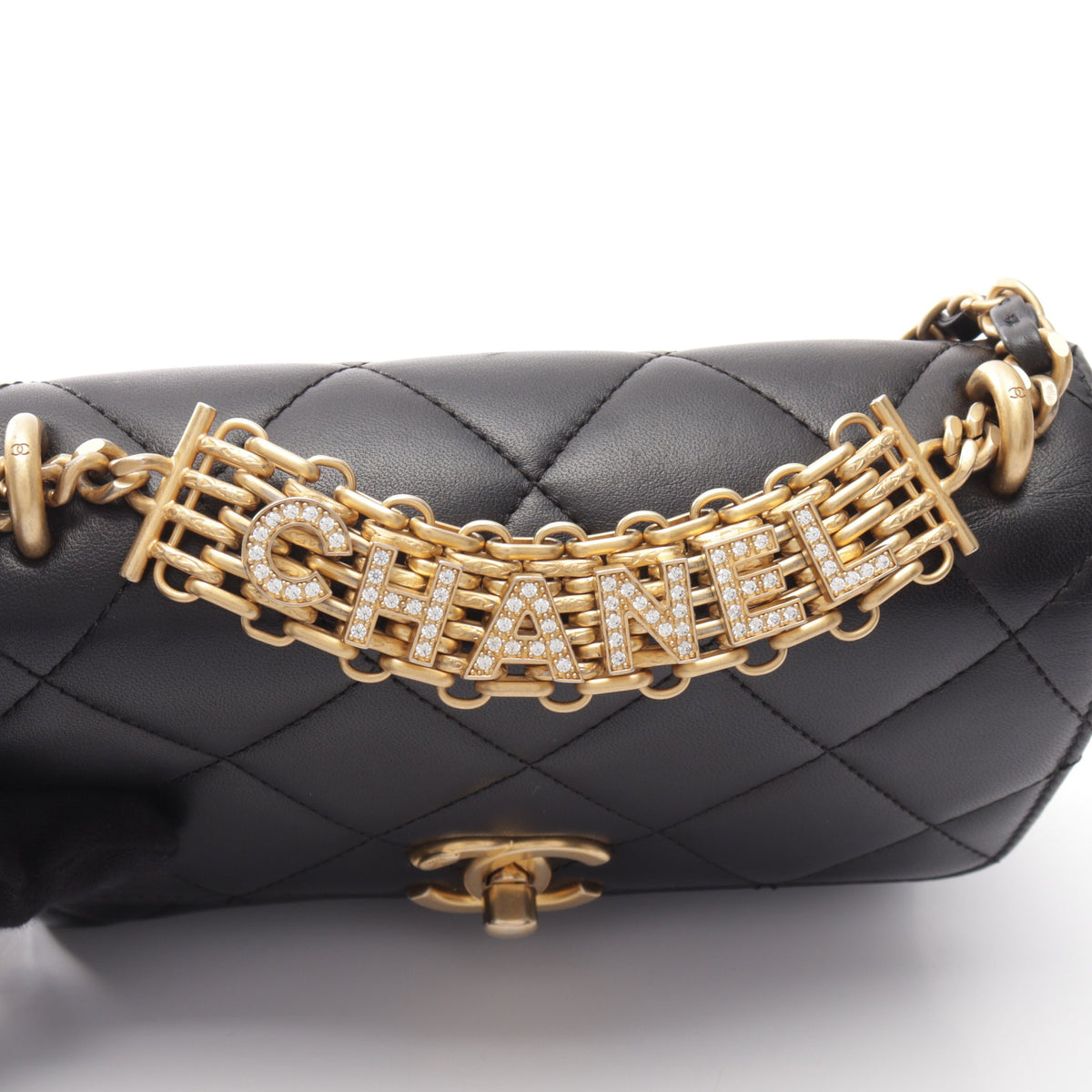 マトラッセ ミニフラップ 2WAY チェーンショルダーバッグ ラムスキン ブラック ゴールド金具 シャネル バッグ CHANEL