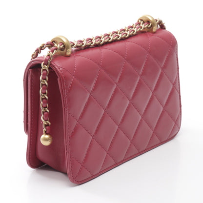 マトラッセ スモールフラップ チェーンショルダーバッグ ラムスキン ピンクパープル ゴールド金具 シャネル バッグ CHANEL