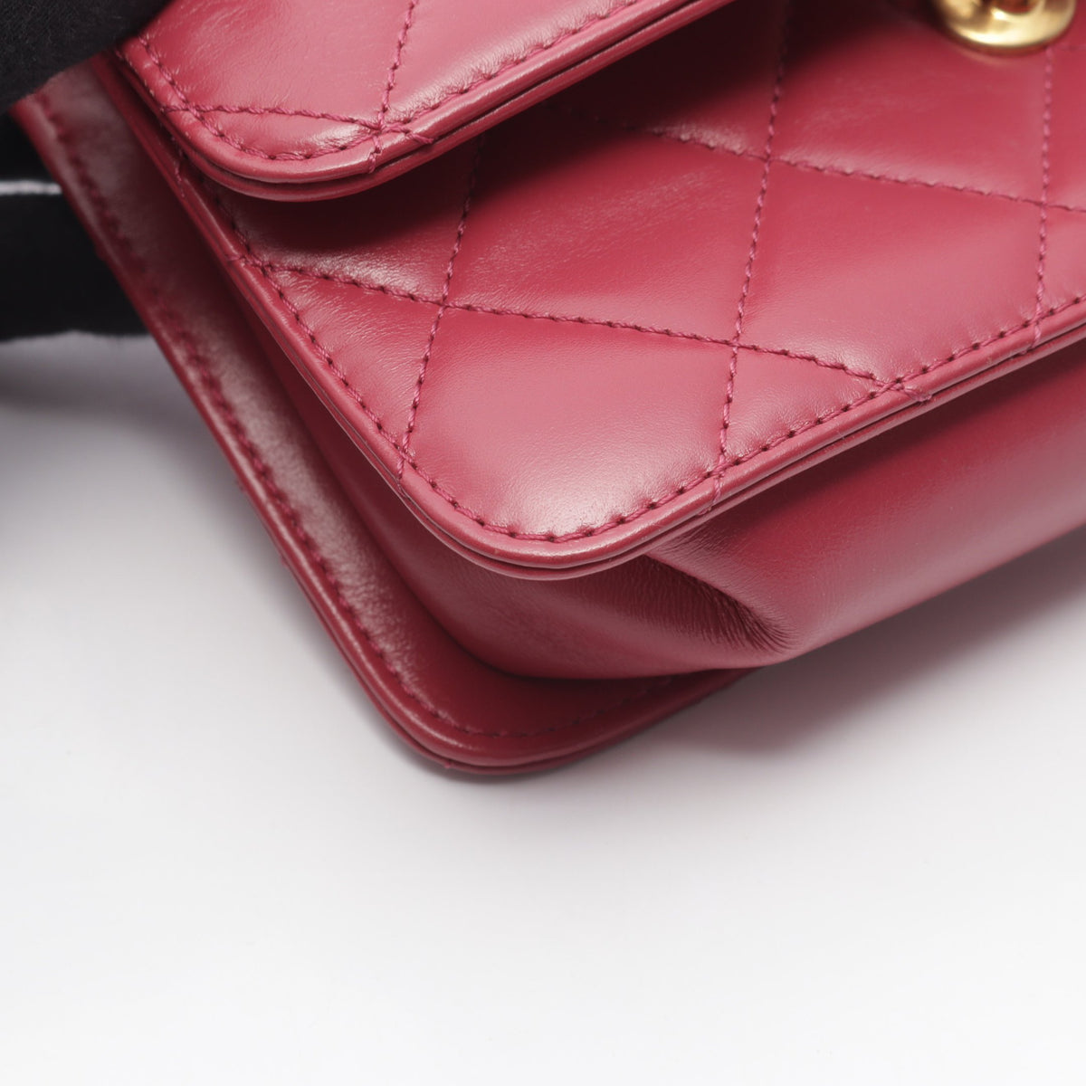 マトラッセ スモールフラップ チェーンショルダーバッグ ラムスキン ピンクパープル ゴールド金具 シャネル バッグ CHANEL