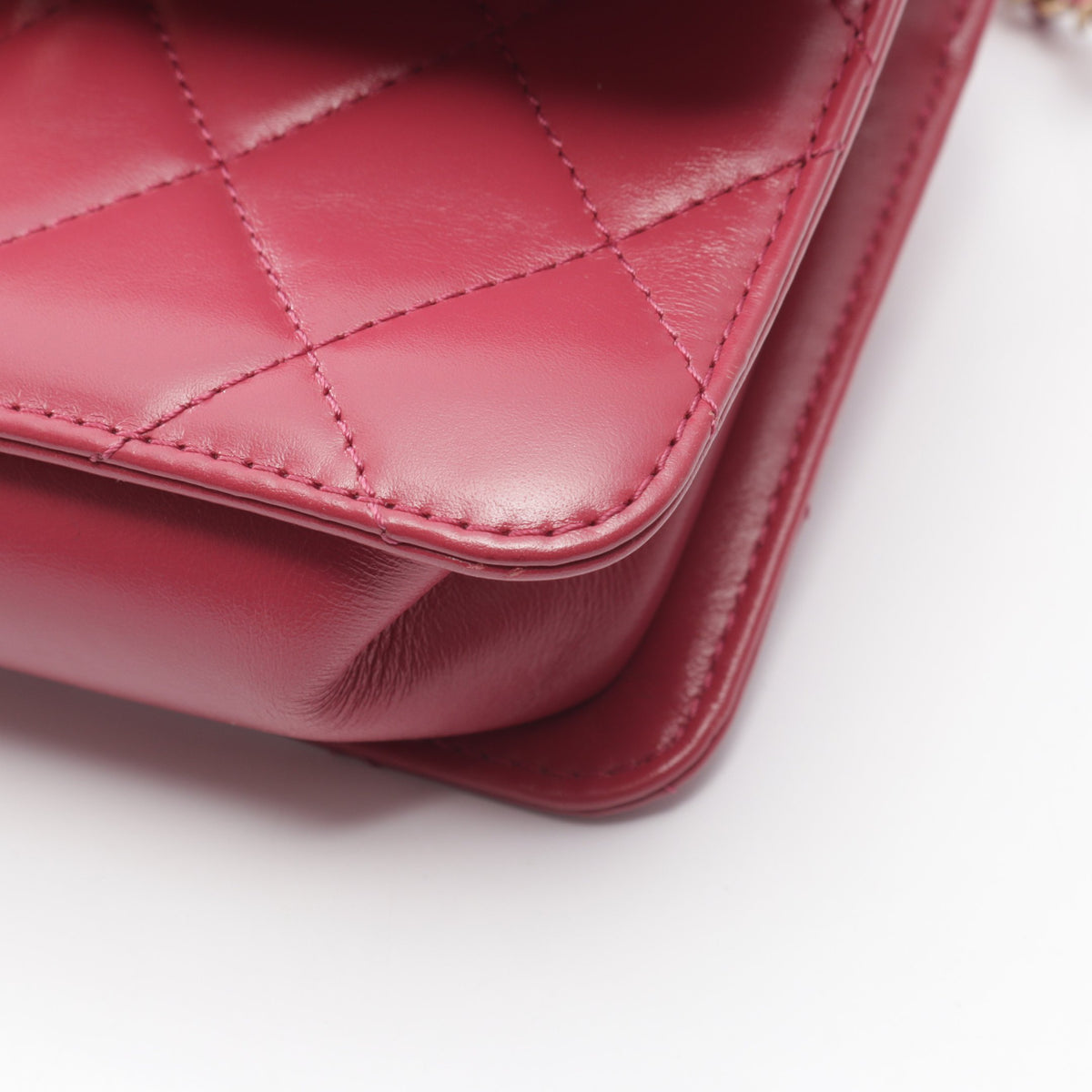 マトラッセ スモールフラップ チェーンショルダーバッグ ラムスキン ピンクパープル ゴールド金具 シャネル バッグ CHANEL