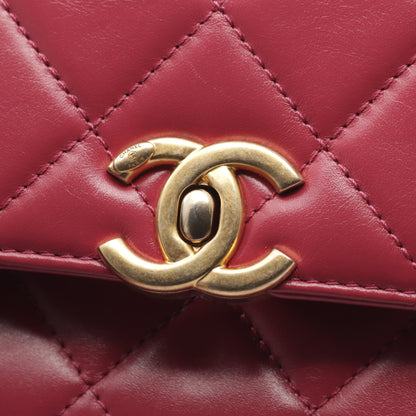 マトラッセ スモールフラップ チェーンショルダーバッグ ラムスキン ピンクパープル ゴールド金具 シャネル バッグ CHANEL