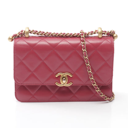 マトラッセ スモールフラップ チェーンショルダーバッグ ラムスキン ピンクパープル ゴールド金具 シャネル バッグ CHANEL