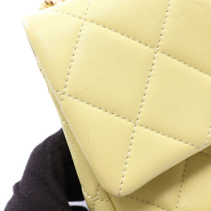 マトラッセ 2WAY チェーンショルダーバッグ ラムスキン ライトイエロー ゴールド金具 シャネル バッグ CHANEL