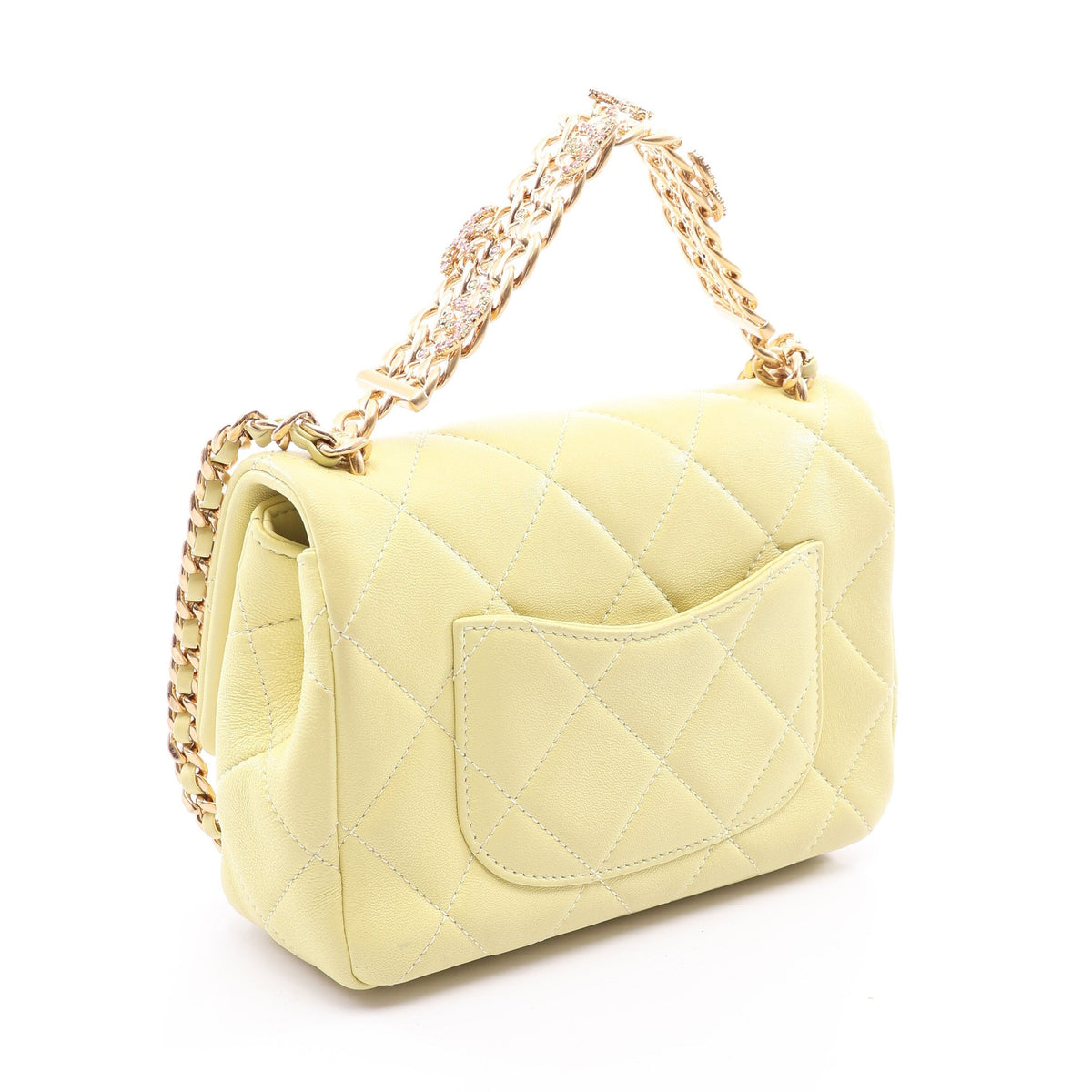 マトラッセ 2WAY チェーンショルダーバッグ ラムスキン ライトイエロー ゴールド金具 シャネル バッグ CHANEL