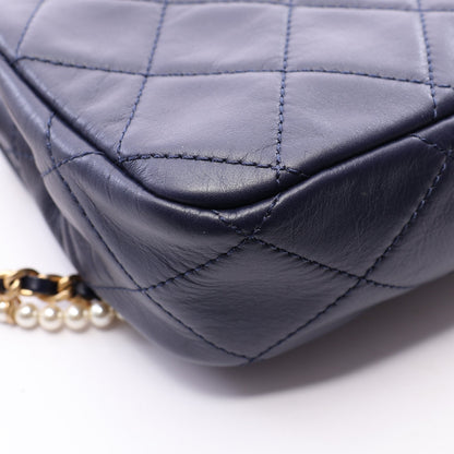 マトラッセ チェーンショルダーバッグ ラムスキン ネイビー ゴールド金具 シャネル バッグ CHANEL