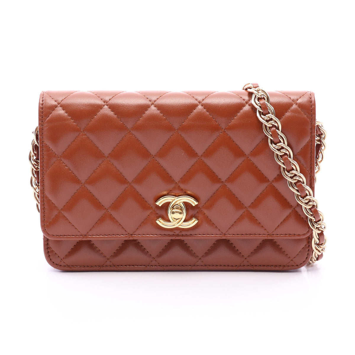 マトラッセ チェーンウォレット ラムスキン ブラウン ゴールド金具 シャネル バッグ CHANEL