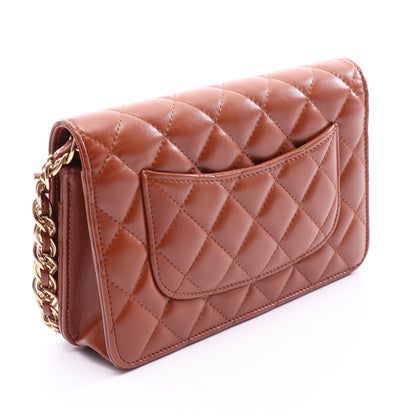 マトラッセ チェーンウォレット ラムスキン ブラウン ゴールド金具 シャネル バッグ CHANEL