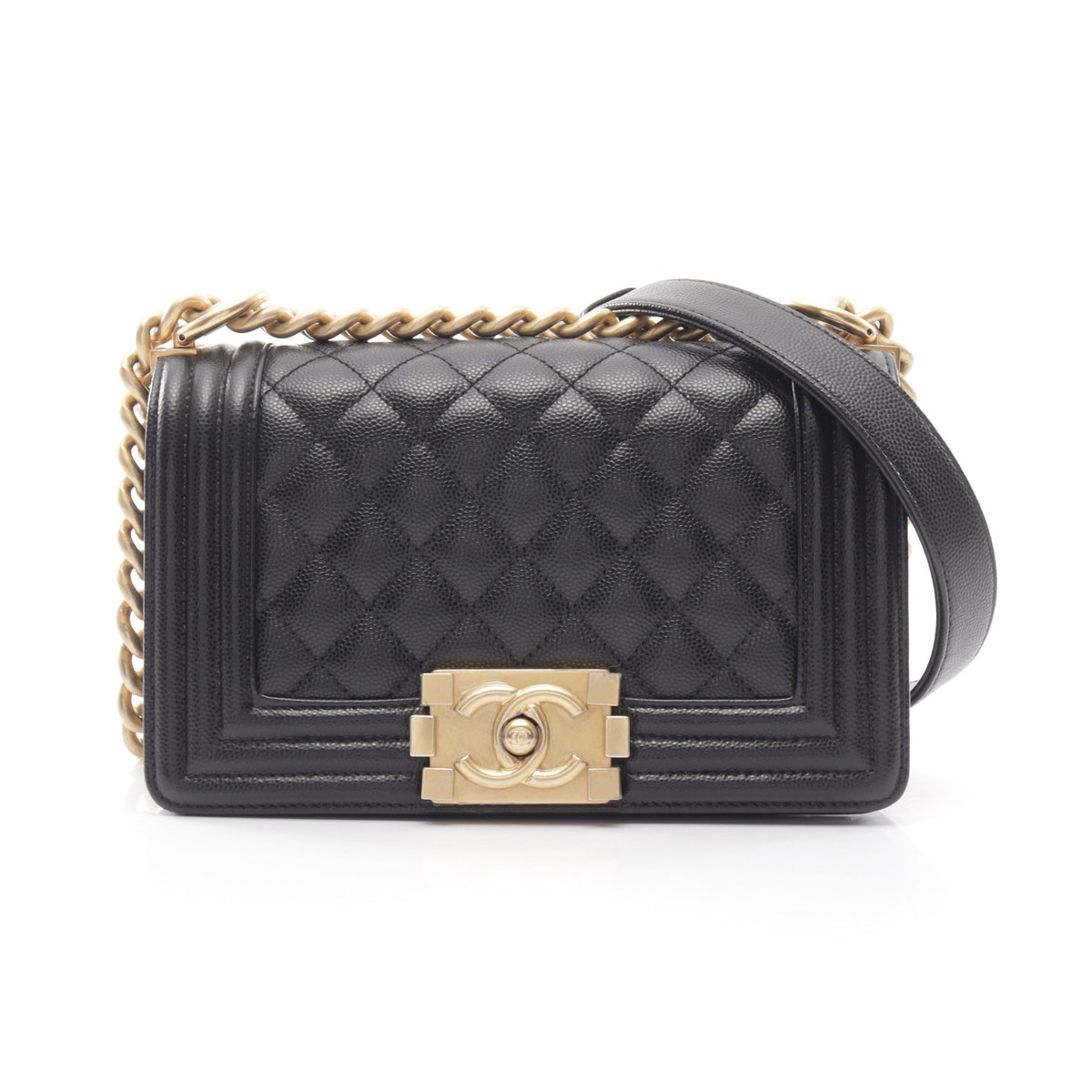 ボーイシャネル スモール チェーンショルダーバッグ キャビアスキン ブラック ゴールド金具 シャネル バッグ CHANEL