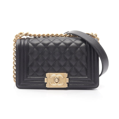 ボーイシャネル スモール チェーンショルダーバッグ キャビアスキン ブラック ゴールド金具 シャネル バッグ CHANEL