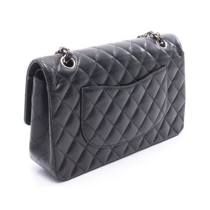 マトラッセ Wフラップ Wチェーンショルダーバッグ キャビアスキン ブラック シルバー金具 シャネル バッグ CHANEL