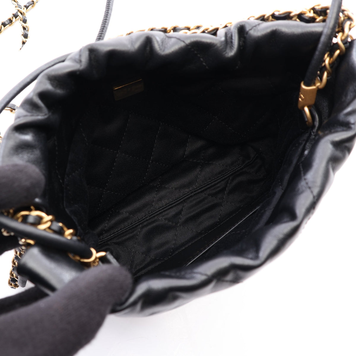 CHANEL 22 ミニ 2WAY チェーンショルダーバッグ レザー ブラック ゴールド金具 シャネル
