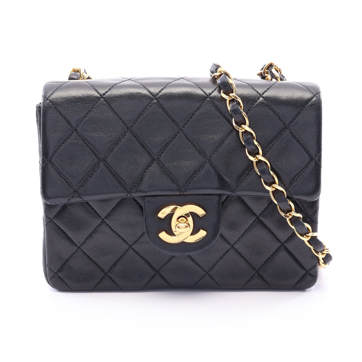 ミニマトラッセ チェーンショルダーバッグ ラムスキン ブラック ゴールド金具 シャネル バッグ CHANEL